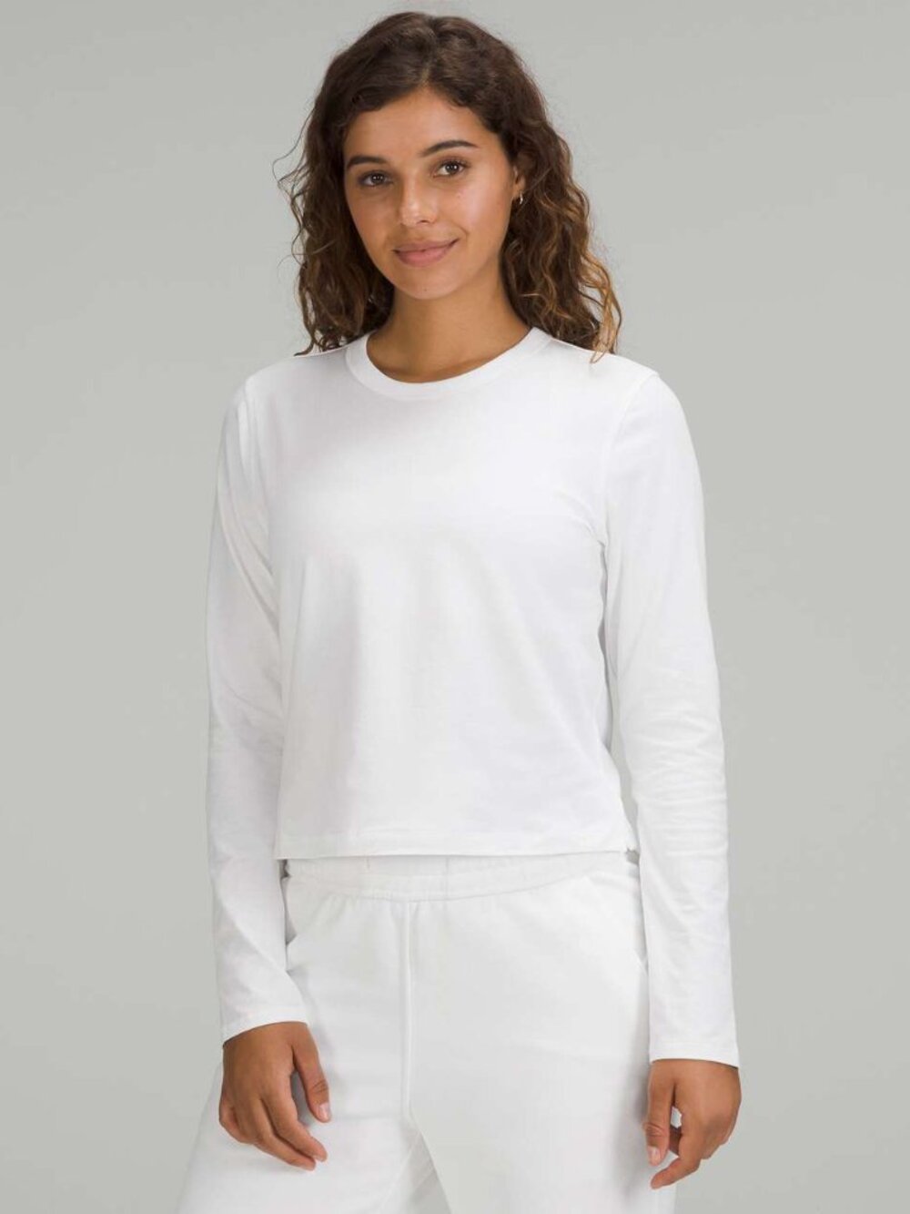 White Lululemon Classic-Fit Cotton-Blend Long Sleeve Shirt Size Small - Picture 2 of 6